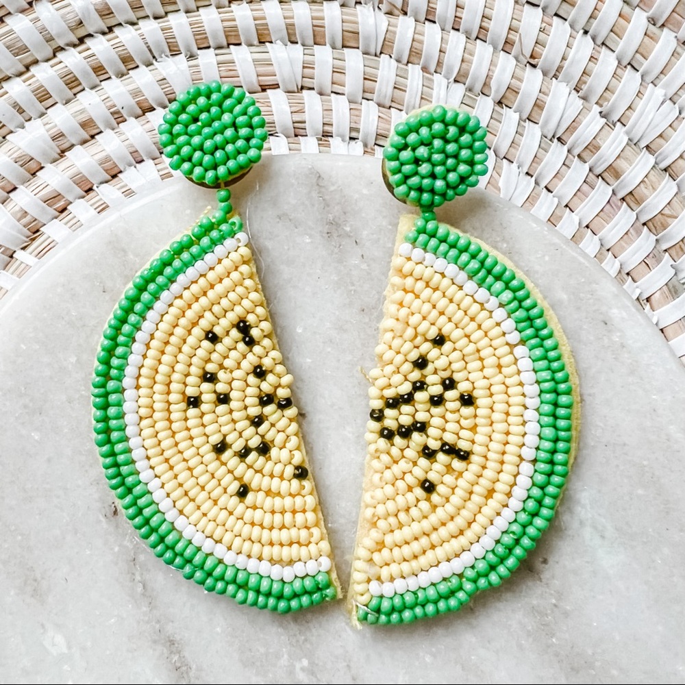 Green & Yellow Melon Dangle Earrings